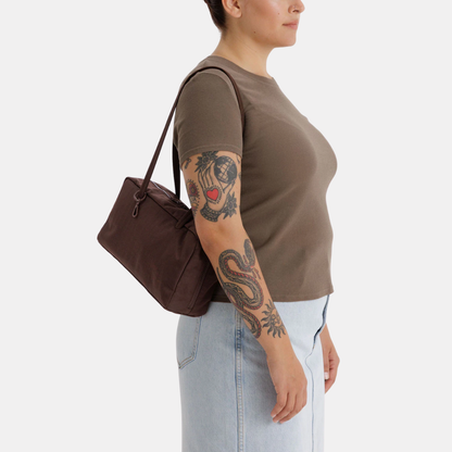 Coffee Nylon Bowler Bag
