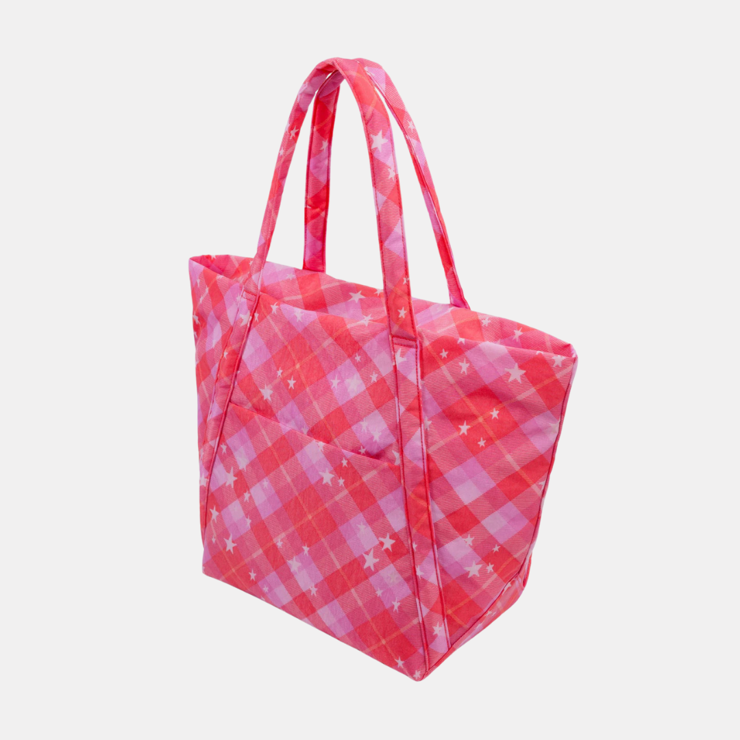 Pink Star Plaid Cloud Bag