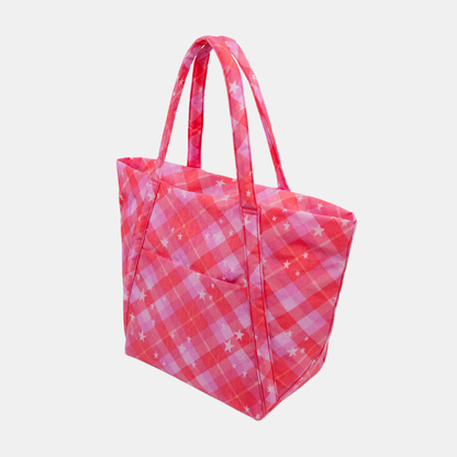 Pink Star Plaid Cloud Bag