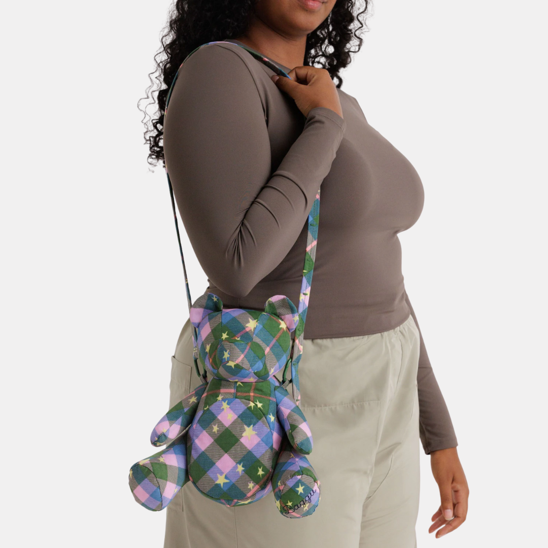 Green Star Plaid Bear Bag