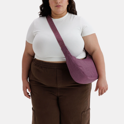 Wild Plum Medium Nylon Crescent Bag