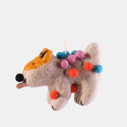 Willa, Dog with Baubles Hanging Felt Ornament