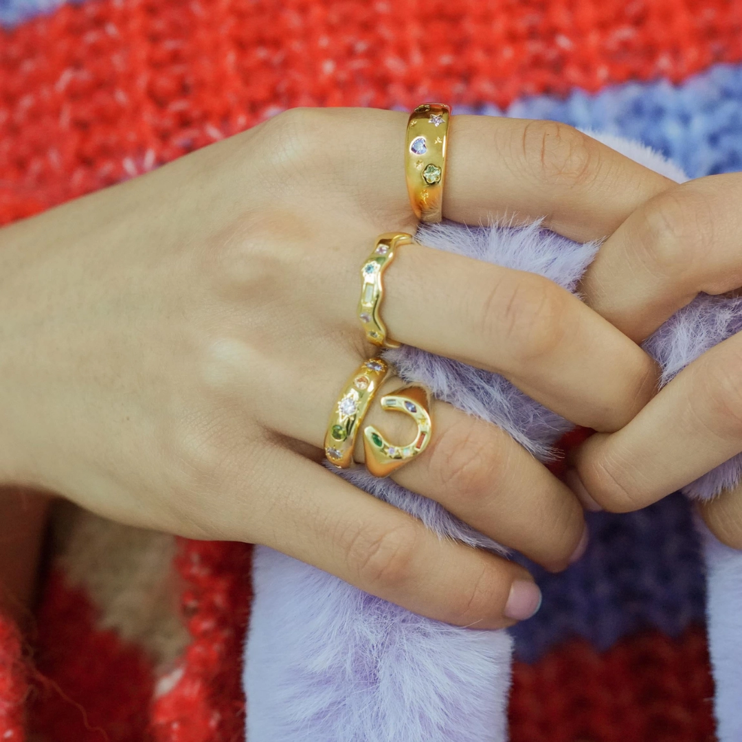 Gold Kaleidoscope Lucky Charm Signet Ring