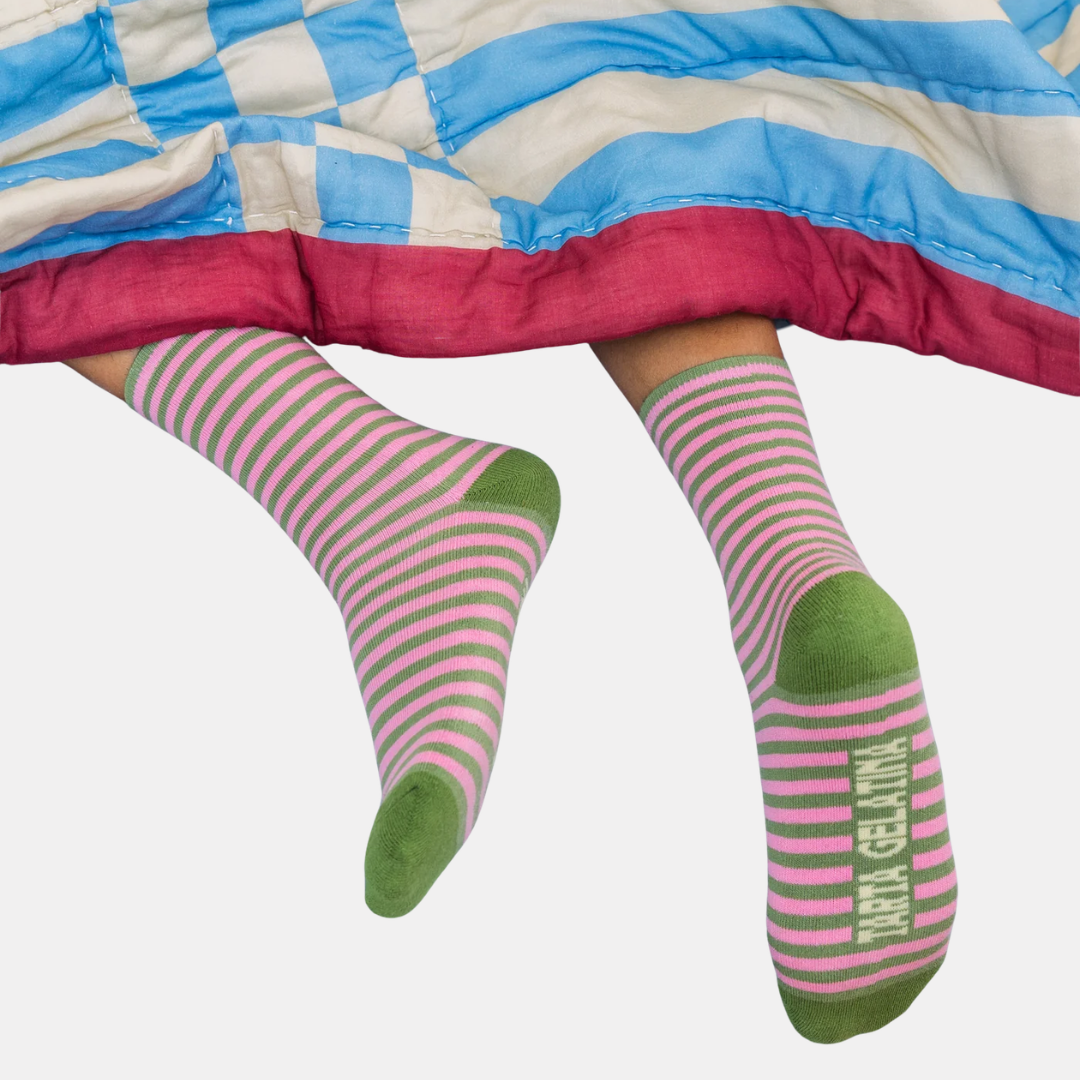 Pistachio Rosé Striped Socks