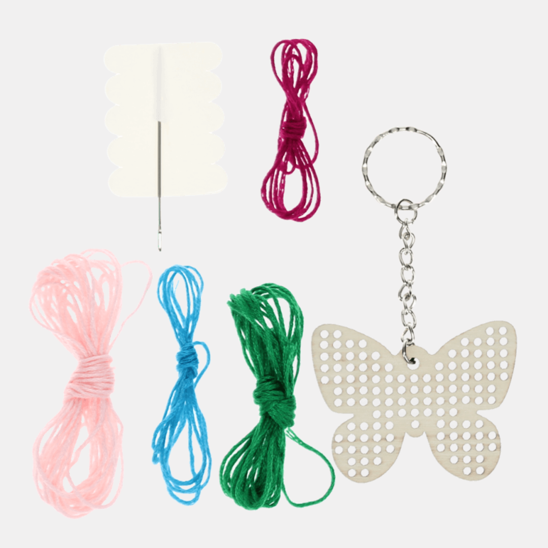 Stitch Your Own Butterfly Wooden Keyring Kit