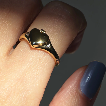 Gold Heart Locket Ring