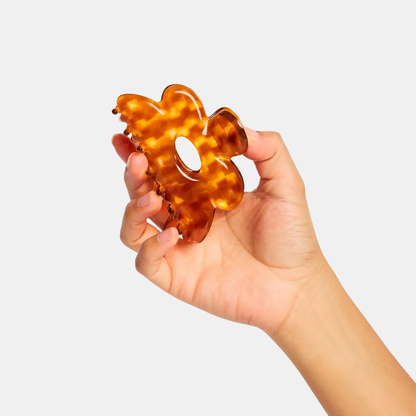 Honey Check Large Flower Hair Claw
