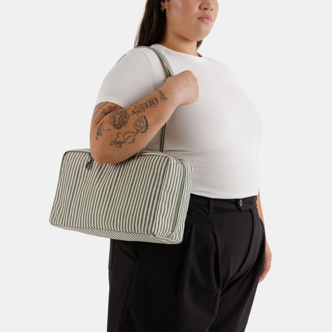 Sage Stripe Medium Nylon Bowler Bag