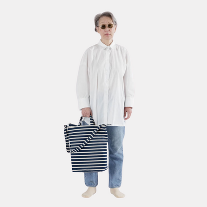 Navy Stripe Zip Duck Tote