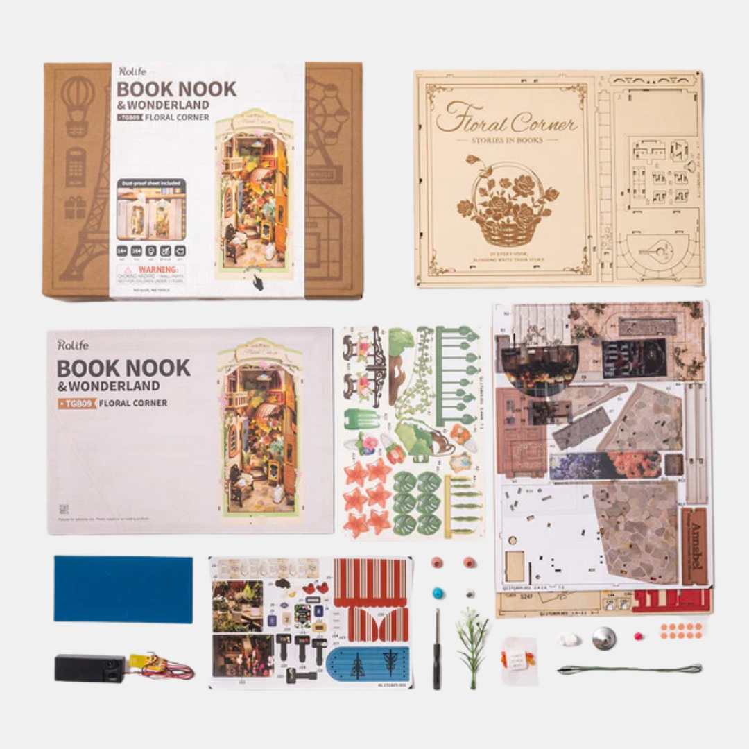 Floral Corner Book Nook DIY Miniature Kit