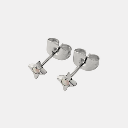 Silver Lucky Opal Origami Star Studs