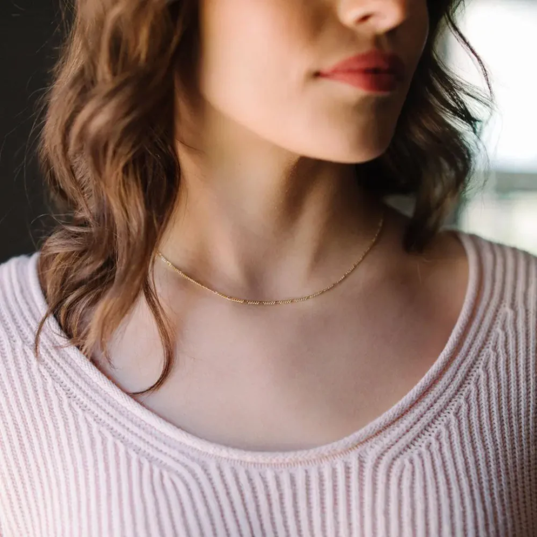 Silver Figaro Chain Choker