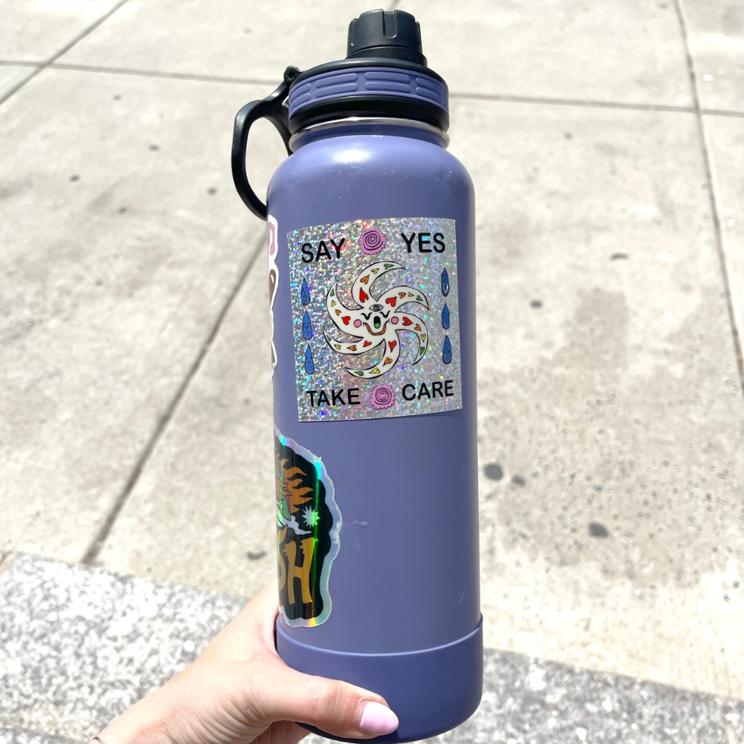Say Yes Take Care Glitter Sticker