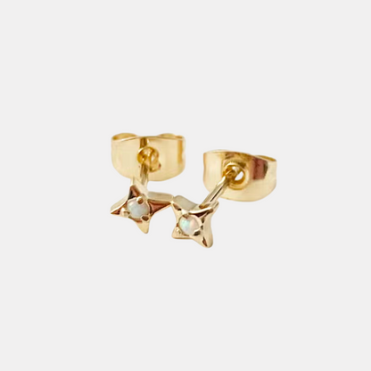 Gold Lucky Opal Origami Star Studs
