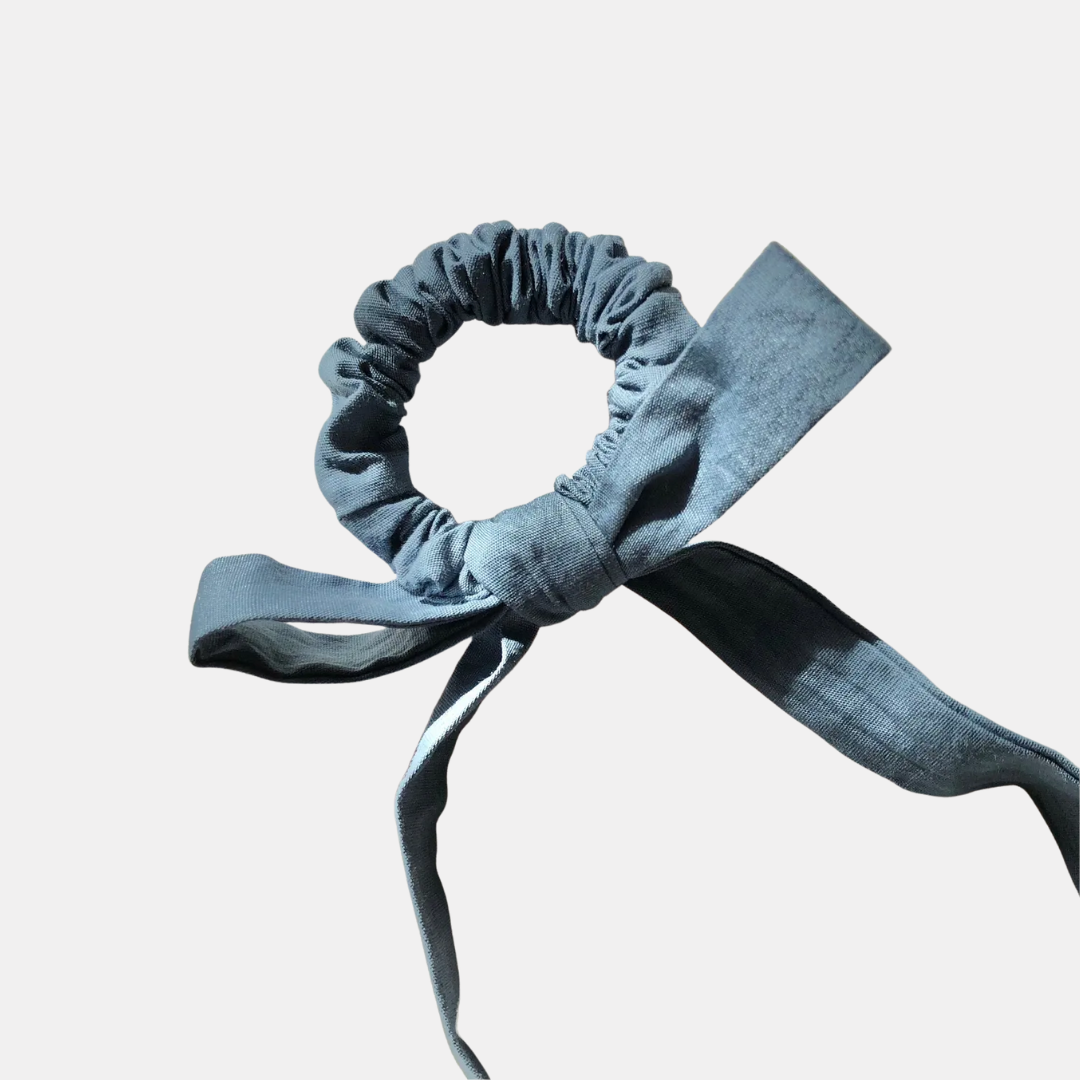 Dusty Blue Long Bow Scrunchie