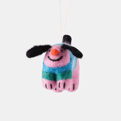 Stumpy Sweater Dog Hanging Felt Ornament