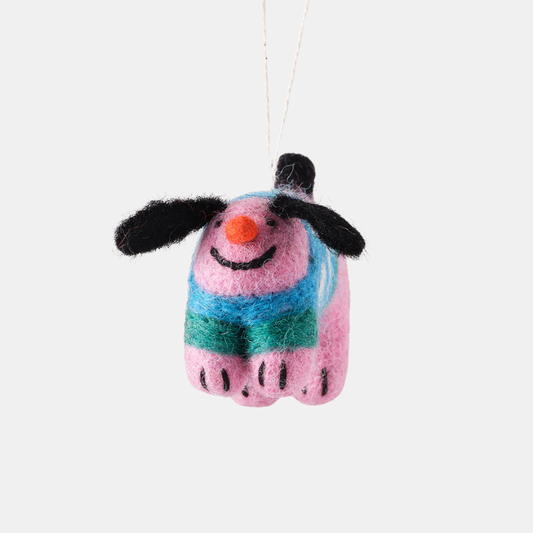 Stumpy Sweater Dog Hanging Felt Ornament