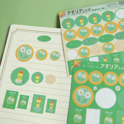 Aderia Retro Green Daisy Sticker Sheet