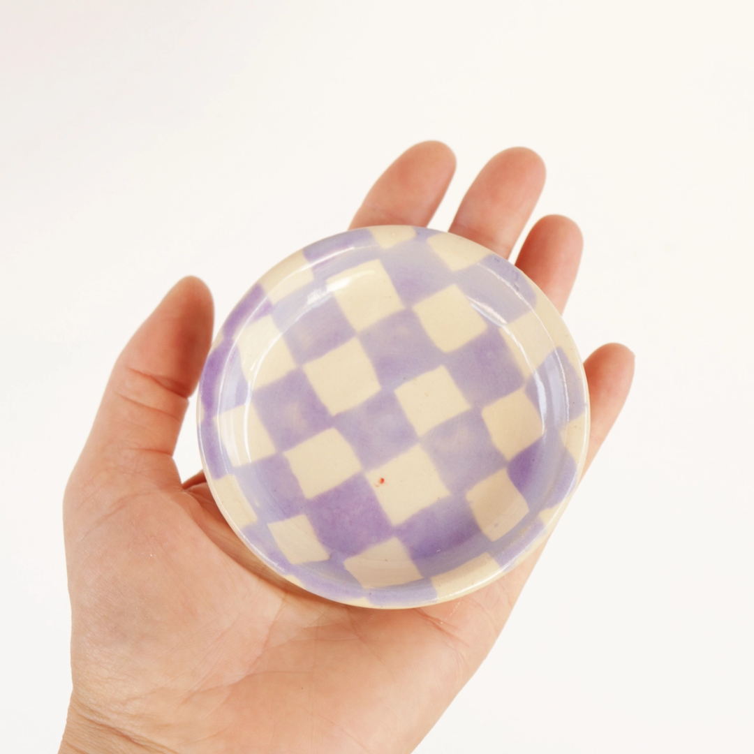 Lavender Checkerboard Small Ceramic Dish
