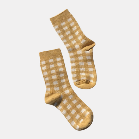 Yellow Gingham Socks