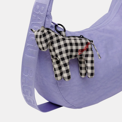 Black + White Gingham Horse Bag Charm