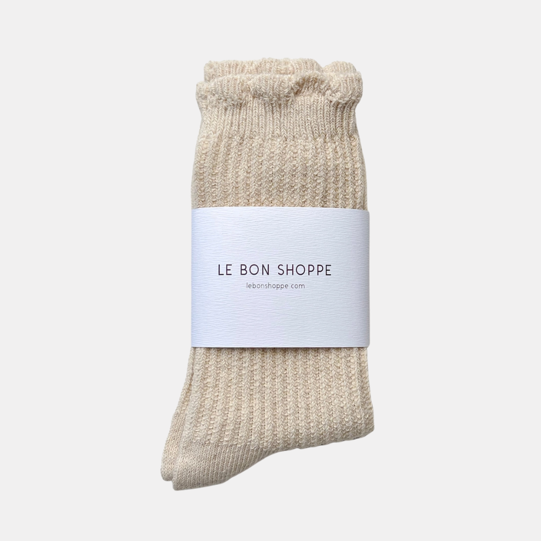 Natural Linen Scallop Socks