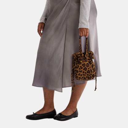 Leopard Nylon Drawstring Bag