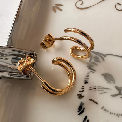 Silver Double Hoop Earrings