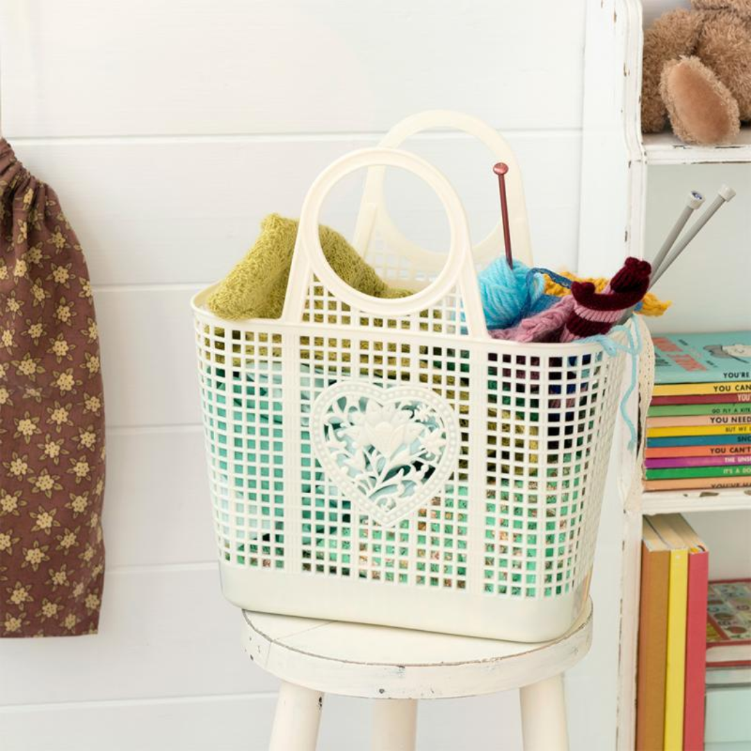 Cream Heart Basket