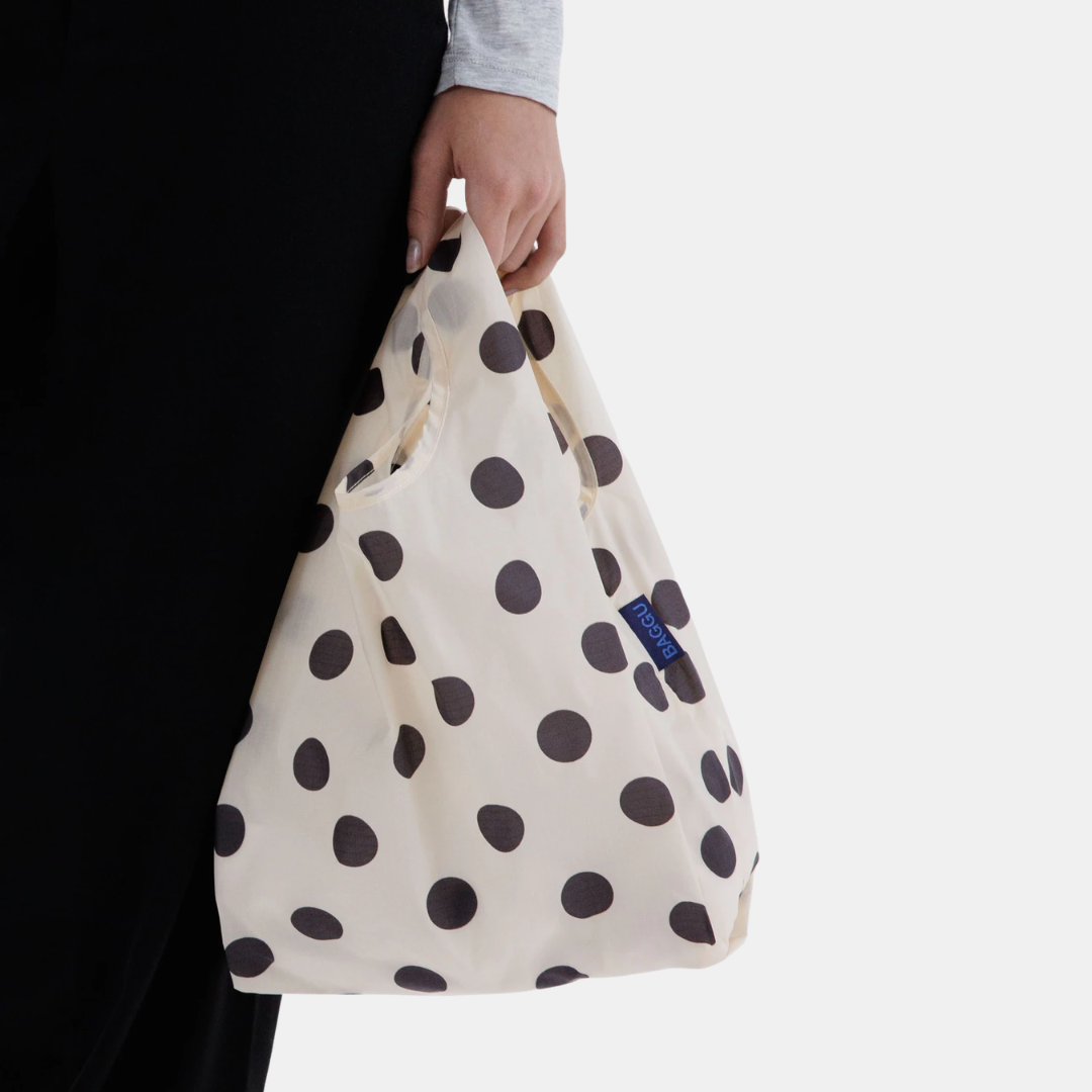 Cream and Black Polka Dot Baby Baggu