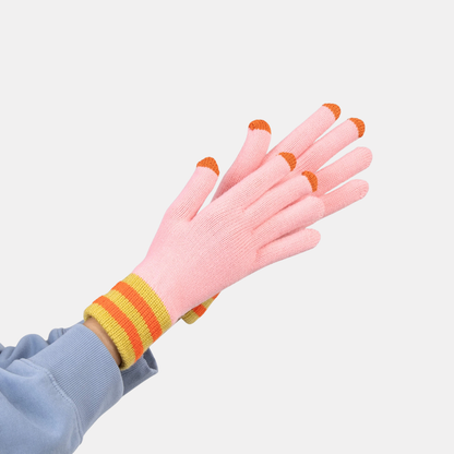 Pink Knit Touchscreen Gloves