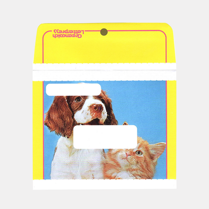 Yellow Dog and Cat Envelope + Card Set