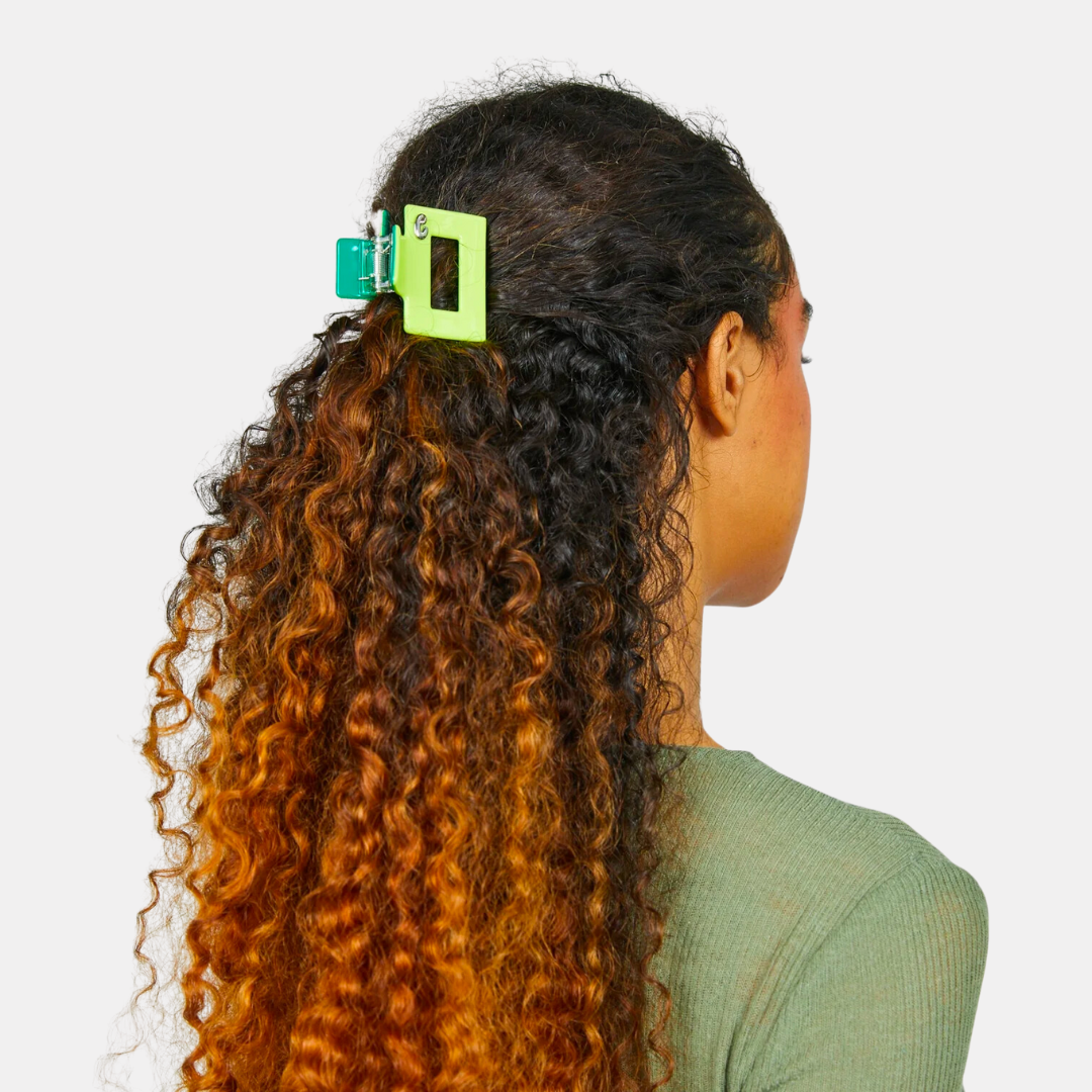 Lime + Green Midi Box Hair Claw