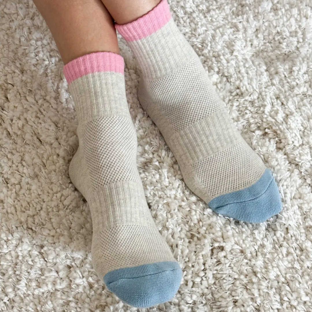 Grey + Pink Girlfriend Socks