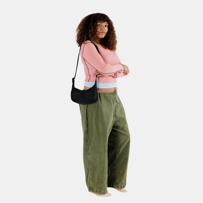 Black Small Nylon Crescent Bag