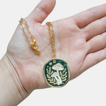 Load image into Gallery viewer, Gold Mushroom Enamel Necklace
