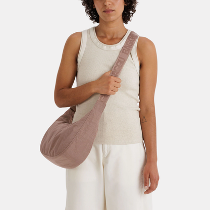 Toasted Almond Medium Nylon Crescent Bag