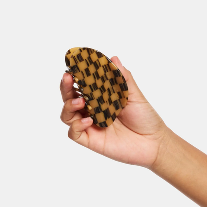 Mocha Checker Hair Claw