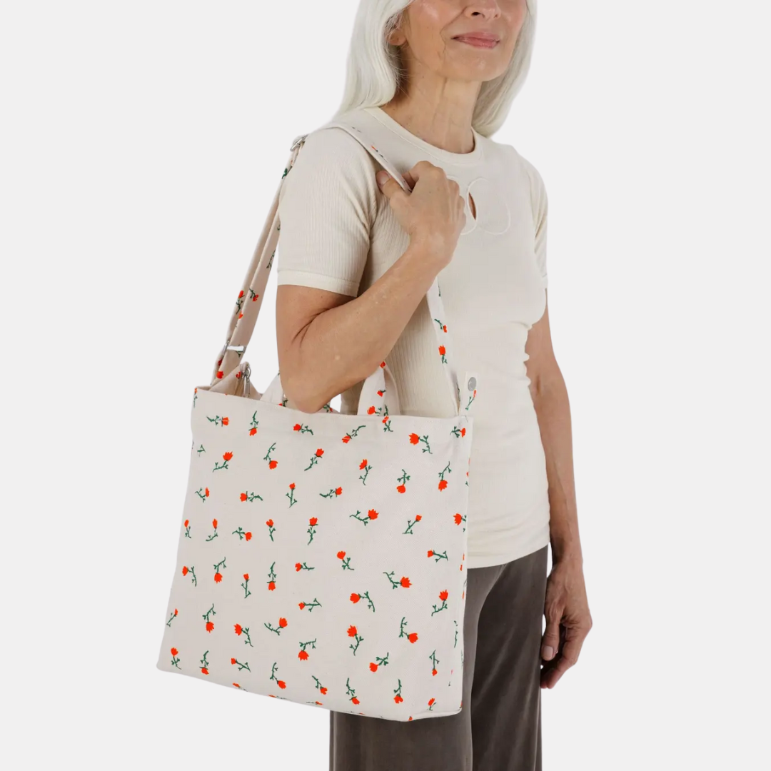 Painted Wildflower Horizontal Duck Tote