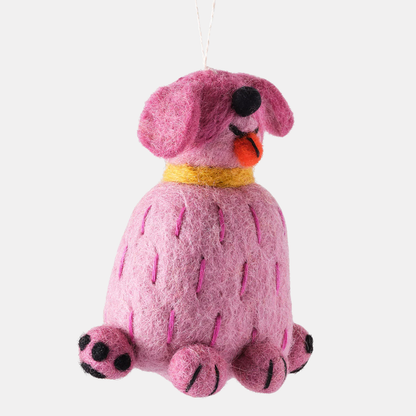 Tina the Pink Dog Hanging Felt Ornament