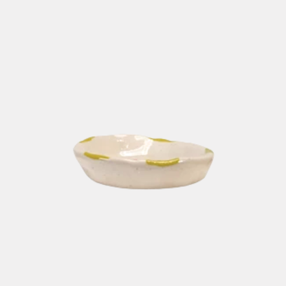 Green Rim + Orange Flower Ceramic Trinket Dish