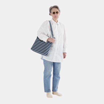 Navy Stripe Horizontal Duck Tote