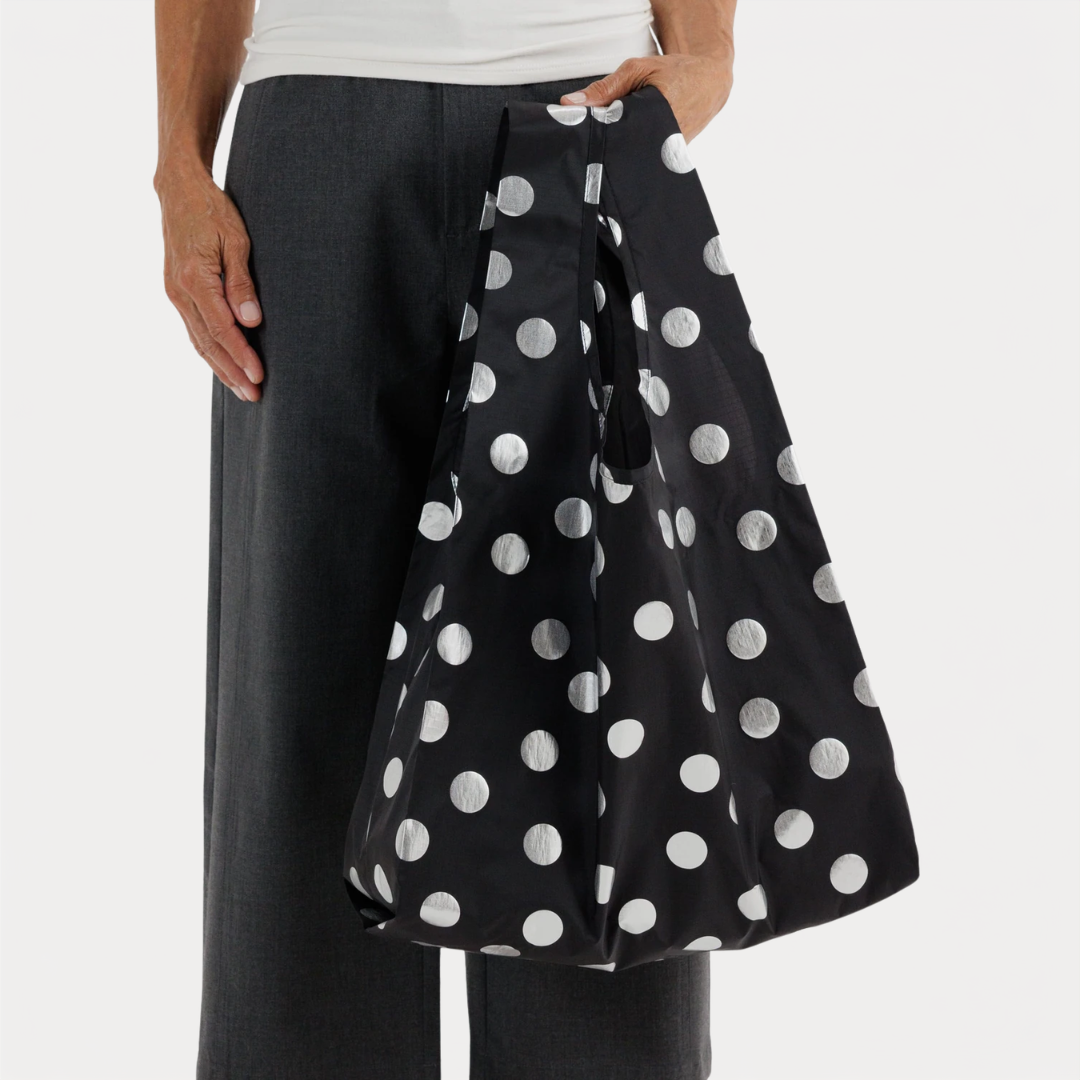 Silver Metallic Polka Dot Standard Baggu