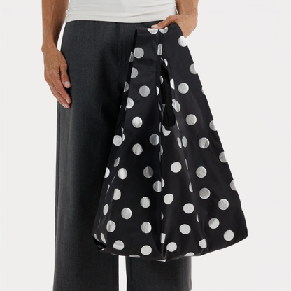Silver Metallic Polka Dot Standard Baggu
