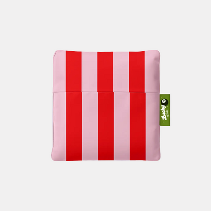 Pink + Red Stripe Foldable Nylon Tote