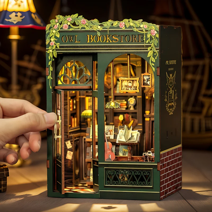 Owl Bookstore Book Nook DIY Miniature Kit