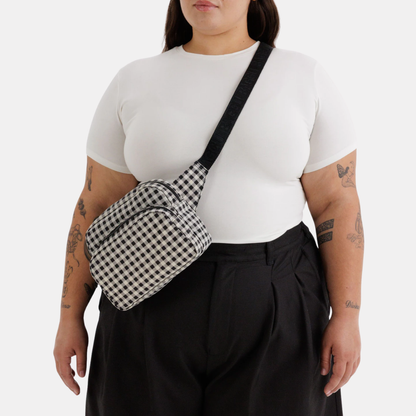 Black and White Gingham Fanny Pack