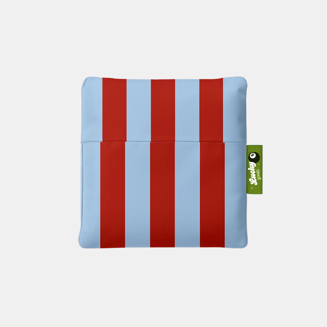 Blue + Maroon Stripe Foldable Nylon Tote