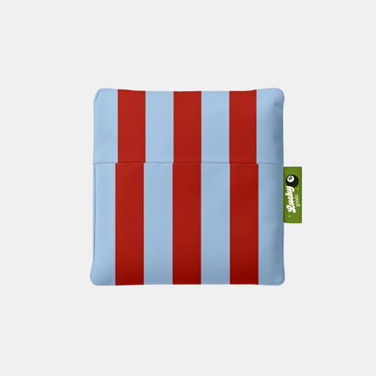 Blue + Maroon Stripe Foldable Nylon Tote