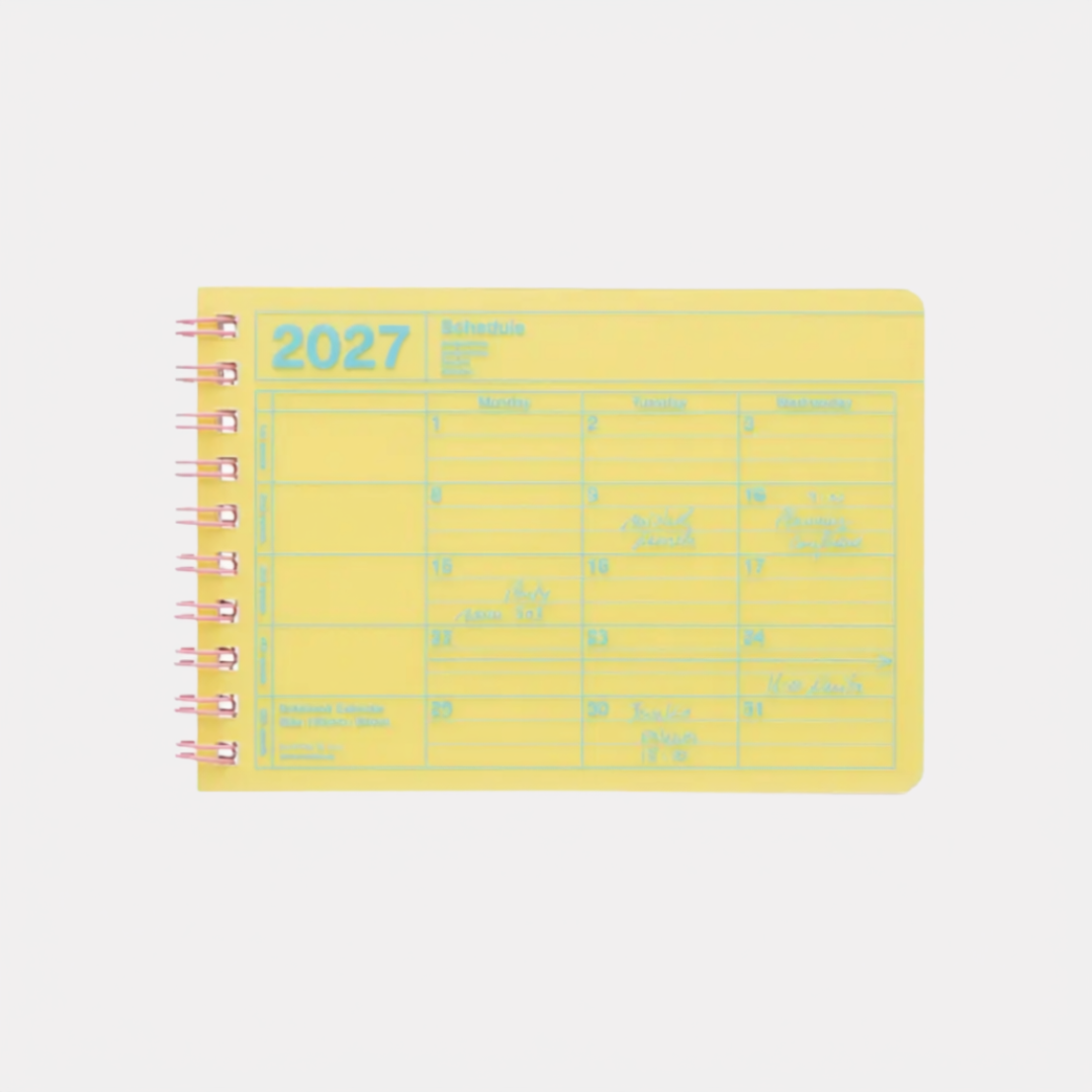 Yellow Mini 2027 Notebook Calendar